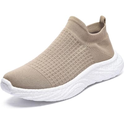 Heren Hardlopen Wandelen Gebreide Schoenen Mode Casual Sneakers Ademend Sport Atletisch Gym Lichtgewicht Heren Sneakers Casual Schoenen 45 beige