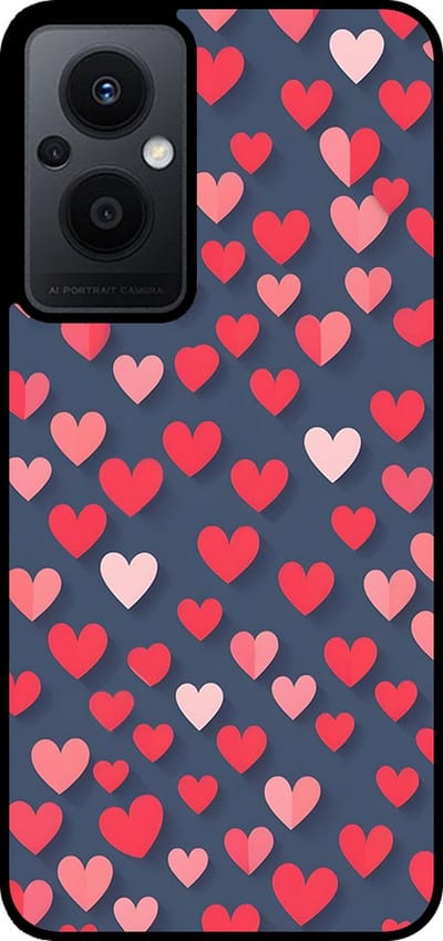 Smartphonica Telefoonhoesje Geschikt voor Oppo Reno 7 Lite met Roze en Rode Hartjes Opdruk - TPU Backcover Case With Rosé and Red Heart Design geschikt voor Oppo Reno7 Lite