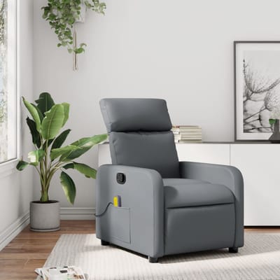 vidaXL - Massagestoel - verstelbaar - kunstleer - grijs