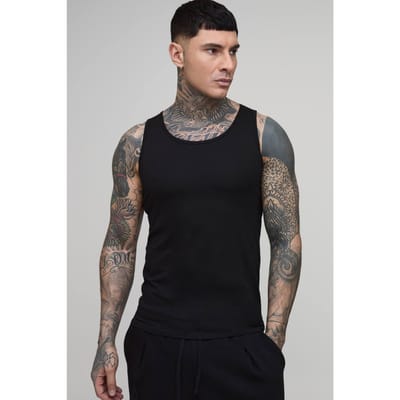 Tall Essential Muscle Fit Vest | Black | Size Small