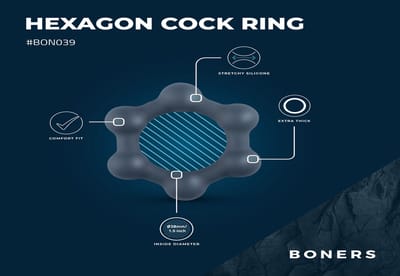 Boners Hexagon Cockring Met Stalen Kogels