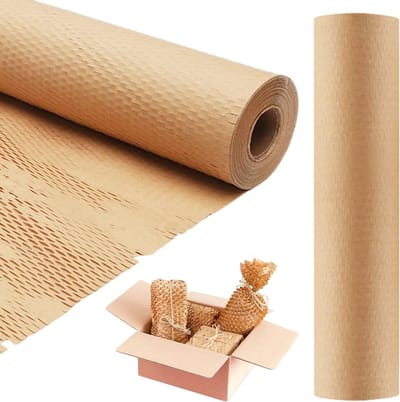Bruin honingraat papier voor verpakking en opslag van kwetsbare items - 30cm x 50m rol, ideaal voor cadeauverpakking en milieuvriendelijke verpakkingen