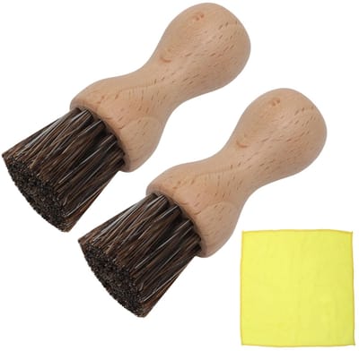 Dailygoods- Paddenstoelborstel 2-delig - Groenteborstel/Aardappelborstel - Champignonborstel - Natuurlijk Hout - Met Microvezeldoek - Milieuvriendelijk