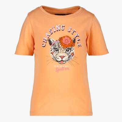 TwoDay meisjes T-shirt met panterkop oranje - Maat 92