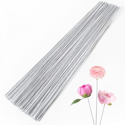 Bloemen stengels draad - Papieren bloem - Bloemstukken maken - Papier verpakt - 35 cm - Wit