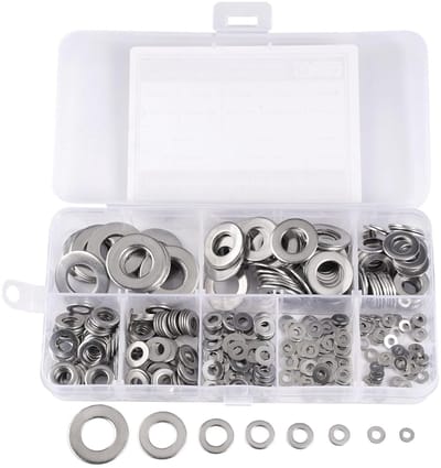 360 Stuks RVS Ringetjes, Platte Wasmachines in 8 Maten - M2, M2.5, M3, M4, M5, M6, M8, M10 voor Diverse Toepassingen