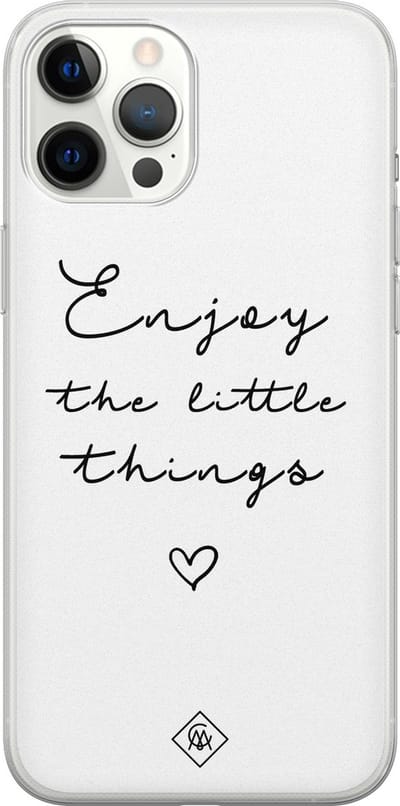 Casimoda® hoesje - Geschikt voor iPhone 12 Pro Max - Enjoy Life - Siliconen/TPU telefoonhoesje - Backcover - Tekst - Zwart