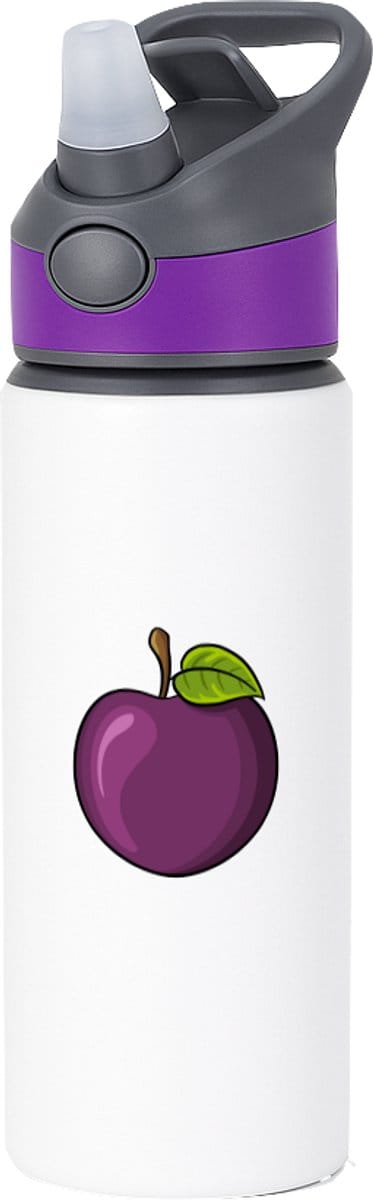 Hacebo® - pruim waterfles met rietje paars - Fruitschaal - fruit liefhebbers - steenvrucht - gezond eten - water fles - 650ML