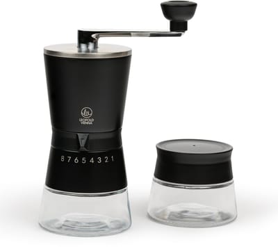 Leopold Vienna - Koffiemolen + bewaarpot Bologna giftset zwart- handmatig