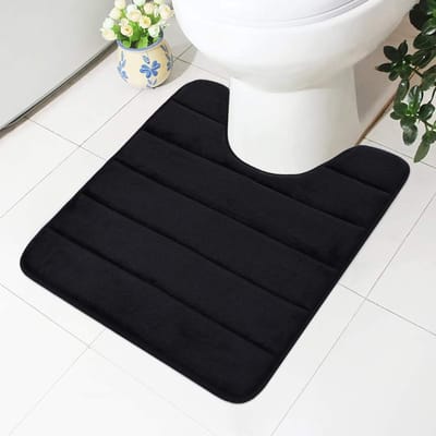 Famanu - Zwarte toiletmat met uitsparing 50 x 60 cm, absorberend en wasbaar