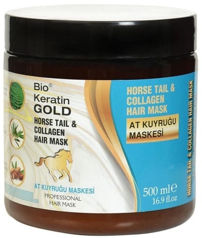 Bio Keratin Gold Collageen Haarmasker - 500 ml - Professionele Haarverzorging - Collagen Haarmasker - Horse Tail & Collagen Haarmasker - volume Haarmasker - collageen haarmasker - haarverzorging