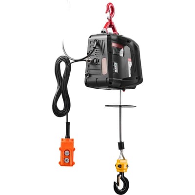 Treuil Treuil Électrique 2-en-1, Capacité 500 kg, Treuil de Levage Portable 1500W, Hauteur de Levage 7,6 m, 5 m/min avec Télécommande Manuelle et Filaire pour