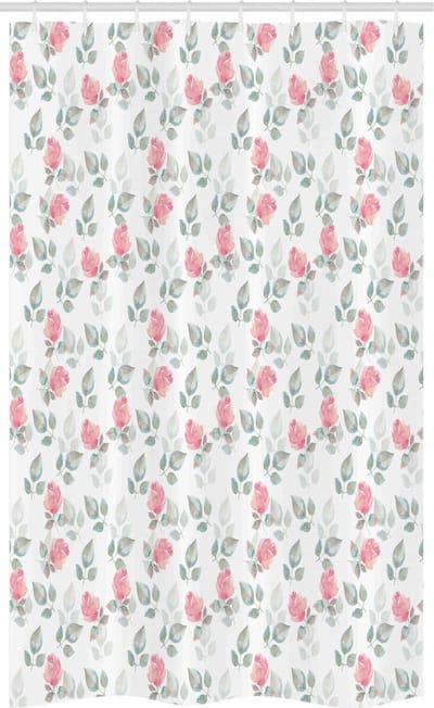 ABAKUHAUS Douchgordijn – Bloemenmotief – 120×180 cm – Turquoise Roze