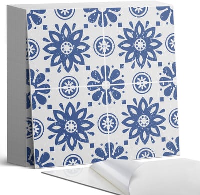 Coloray Plaktegels - Bloemenpatroon op de achtergrond Zelfklevende Tegels - 20 cm x 20 cm - Marine Plaktegels - 20 stuks - Vierkant PVC Tegels - Plaktegels Badkamer - Plaktegels Vloer - Vinyl Tegels - Wandtegel Zelfklevend