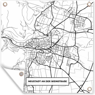 Tuin poster Neustadt an der Weinstraße - Plattegrond - Kaart - Stadskaart - 200x200 cm - Tuindoek