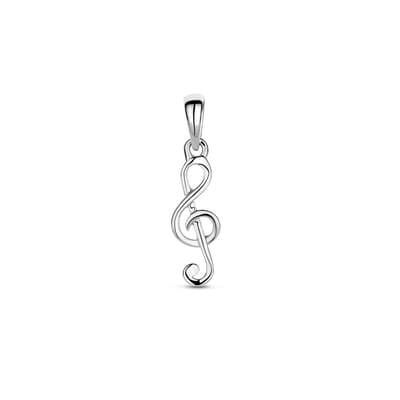 Zilver gerhodineerd hanger muzieknoot 22 mm - 1340504