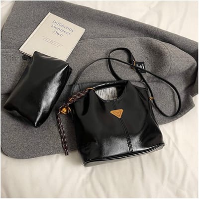 Retro Zakelijke Stijl Maillard Handemmer Tas Pendelen Veelzijdige Crossbody Moeder Tas Schoudertas no pendant black