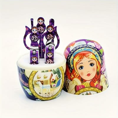 Set Coupe-ongles 7 pièces Coupe-ongles classique et set de beauté avec set de poupées russes décoratives violet