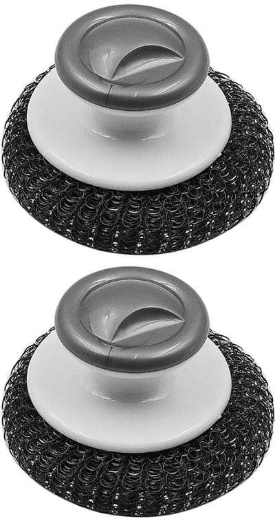 Dailygoods- Staalwolschrobber 2-delig - Roestvrij Stalen Schrobmachine - Handvat - Reinigingsborstel voor Oven - Duurzaam - Sterk Reinigend Vermogen - Schoonmaakborstel