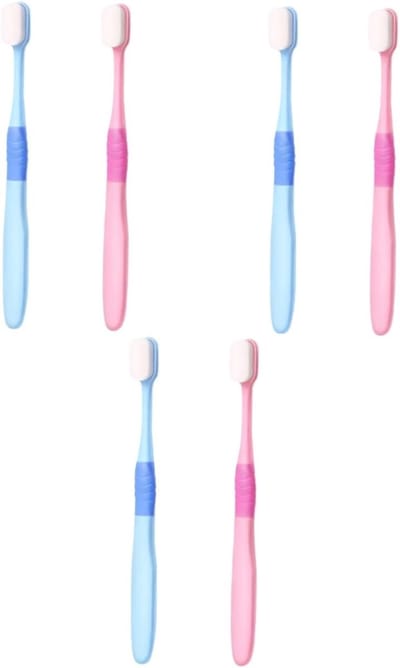 Tandenborstels - Mondverzorging - Dagelijkse Reiniging - Extra Zachte Borstelharen - 6 Stuks - Blauw en Roze