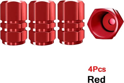 Ventieldoppen - Auto - Motor - 4 stuks - Aluminium - Autowiel Ventiel Doppen - Band - Velg - Steel Covers - Auto Stofdichte Band Cap - Voor Auto en Motoren - Rood
