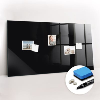 Tulup Whitebord - Kleur Zwart Magneetbord - 120 cm x 60 cm - Magnetisch Memobord - Wanddecoratie Kantoor - Magneetbord Keuken - Productiviteit Tools - Inclusief Gratis Magneten & Marker & Spons - Magneetbord Rechthoekig - Magneetbord Muur
