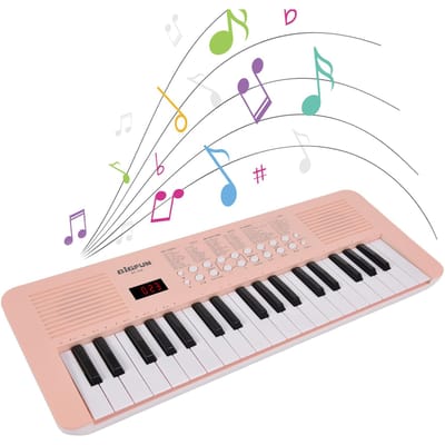 Clavier électronique 37 touches Piano 200 sons 200 rythmes 35 démos Instrument de musique avec microphone rose