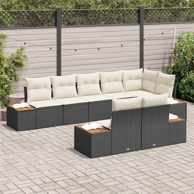 vidaXL - Tuinbank - Set - 8 - st - 8-Aantal - zitplaatsen - Zwart - en - Crème
