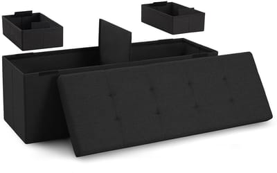 Blumtal Zitbank met Opbergruimte - 110x38x38cm - Hocker met opbergruimte - Zwart - met 2 dozen