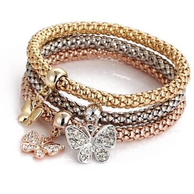 Sorprese Armband - Marbella - Vlinder - Goud-/Zilver-/Rosékleurig - Armband Dames - 3 Delig - Cadeau voor Haar - Model ZZ