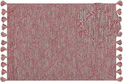 NIGDE - Laagpolig vloerkleed - Rood - 160 x 230 cm - Katoen