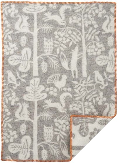 Klippan recyled wool wiegdeken 65x90cm Tree Climbers grijs