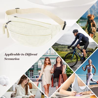 Aucuu Schoudertas voor dames, corduroy heuptas, heuptas voor dames, kleine heuptas, corduroy crossbody tas, borsttas, sportheuptassen voor outdoor, reizen, hardlopen, school, #4 Wit-A, 31,5 x 12 x 8,5