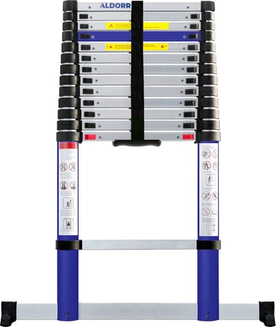 ALDORR Home - Telescoopladder 3,80 meter - met Stabilisatievoet en Soft closing