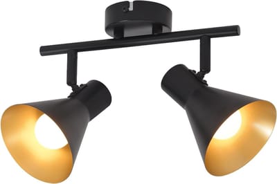 Glitzerlife – Plafondspot Plafondlamp – 2-lichts draaibaar retro design – opbouwspots – verstelbaar richtlicht – metalen plafondspot – 2xE14 fitting – Ø11cm – zwart goud