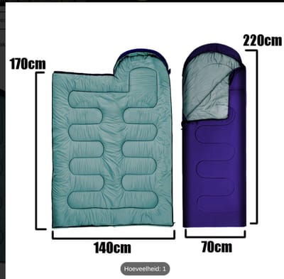 Slaapzak met capuchon, 2-in-1 reisdeken, blauw