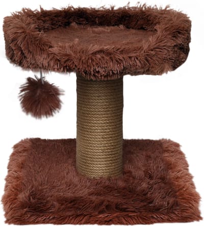 Topmast Krabpaal Fluffy Carasco - Bruin - 39 x 39 x 40 cm - Made in EU - Krabpaal voor Katten - Met Kattenmand - Sterk Sisal Touw