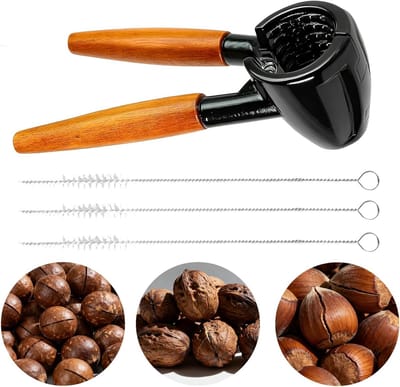 Moderne Notenkraker met Houten Handvat, Ideaal voor Hazelnoten en Brazielnoten, Precisie en Gebruiksgemak voor Perfecte Notenbreking