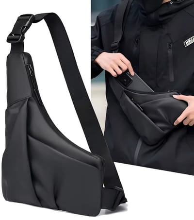 Anti-diefstal Driehoekige Reistas Heren – Verstelbare Borsttas Sling Bag voor Fietsen, Wandelen, Reizen, Dagelijks Gebruik en Woon-werkverkeer- ZWART