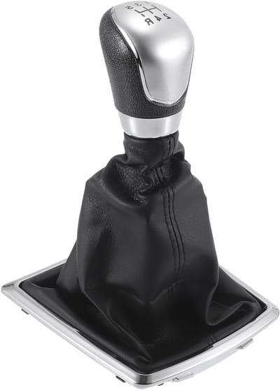 5 Versnellingspook met Deksel - Handmatige Versnellingsknop voor Auto - Geschikt voor Ford Focus 2005-2012 - Kunstleer Zwart met Chroom - 1 Stuk - Auto Accessoires, Interieur Upgrade, Comfortabel Rijden