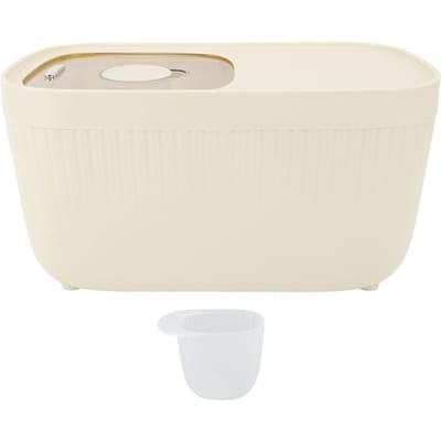 Rijstbakken met Maatbeker Verzegeld Transparant Schaal Plastic Rijstopbergcontainer voor Rijstmeel White L 15kg 28.5cm