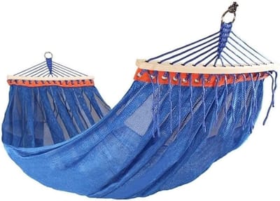 Draagbare hangmat - Schommel bed - Outdoor ontspanning - Ademende mesh stof - 200 x 150 cm - Blauw