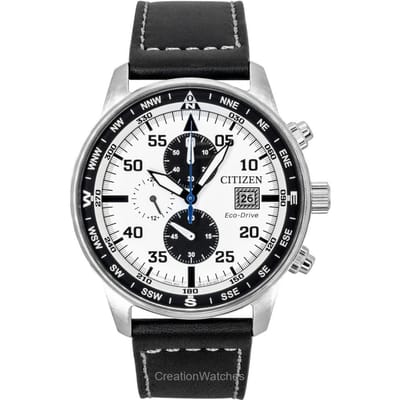 CITIZEN Eco-Drive Serie 100 Meter Waterdicht Solar Kwarts Koeienhuid Band 44mm Herenhorloge Wit Wijzerplaat CA0880-07A wit