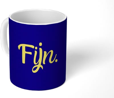 Mok - Koffiemok - Blauw - Geel - Fijn - Mokken - 350 ML - Beker - Koffiemokken - Theemok - Mok met Tekst
