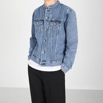 Herfst Denim Jas voor Mannen Met Opstaande Kraag Mooie Korte Top Koreaanse Stijl Trendy Werkjas 2XL blauw
