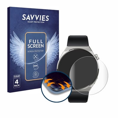 Savvies - Screenprotector voor Huawei Watch GT 3 Pro Titanium (46mm) - Folie Beschermfolie transparant volledig dekking 4 Stuks