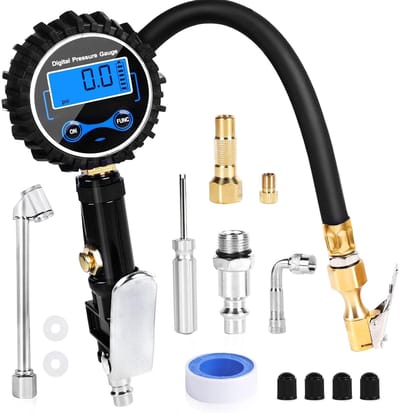 SnelShoppen - Digitale Bandenpomp met Drukmeter 200 PSI - Multifunctionele Bandenmeter voor Auto, Motor en Fiets - Hoogprecisie Tyre Pressure Gauge -