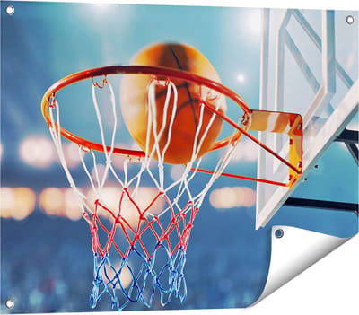Gards Tuinposter Basketbal in Ring - Hoepel - Bord - 80x60 cm - Tuindoek - Tuindecoratie - Wanddecoratie buiten - Tuinschilderij