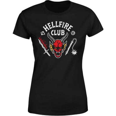 Stranger Things Hellfire Club Vintage Dames T-Shirt - Zwart - L