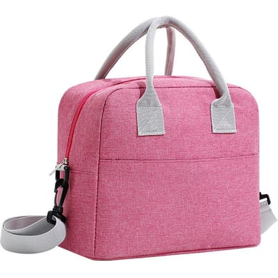 Lunchtas met Schouderband Handvat Koeltas Dames Draagbare Voedseltas voor Werk Student Thermische Lunchbox Koelkasttas pink